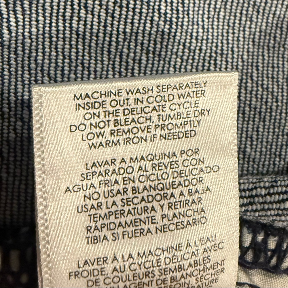 CAbi High Straight Tuxedo Stripe Jeans High-Rise Distressed Denim #3750. Sz 8 - Picture 7 of 9